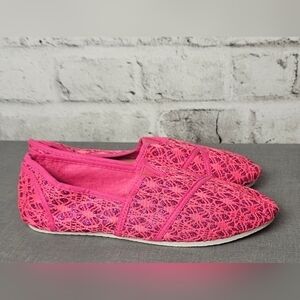 Tammy Fuchsia Glitter Lace Slip-On Shoes Size 10 NIB Sparkly Flats